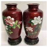 Pair of Japanese Ginbari Cloisonnï¿½ Vases