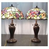 Pair of Leaded Glass Table Lamps