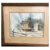 Watercolor Tobacco Barns by Edwin Voorhees