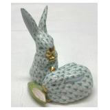 Herend Green Fishnet Rabbits with Corn