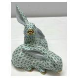 Herend Green Fishnet Rabbit Figurine