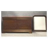 Broyhill Cherry Eight Drawer Dresser with Mirror