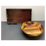 Mahogany Serving Tray and Hand Made Bowl