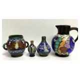 Four Pieces of Antique Gouda Dutch Pottery