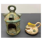 Gouda Holland Pottery Lantern and Creamer