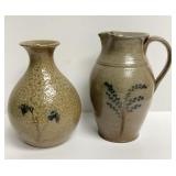 Jugtown NC Pottery Salt Glazed Vase and Pitcher