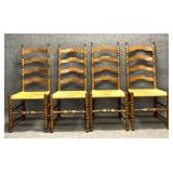 Set of Four Wood Ladder Back Sides Chairs