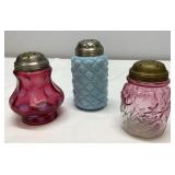 Three Vintage Glass Sugar Shakers