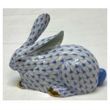 Herend Blue Fishnet Lying Bunny