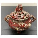Chinese Foo Dog Incense Burner Signed
