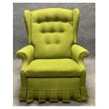 Vintage Green Upholstered Wingback Manual Recliner