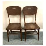 Two Oak Dining Chairs