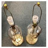 Pair of Clear Glass Lamps, Tested
