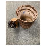 Knife Set and Old Wood Bucket