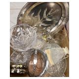 Silver Plate Tray and Glassware