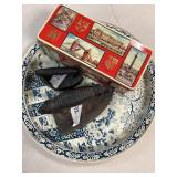 Tray, Tin Box, Two Irons
