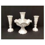 Westmoreland White Milk Glass Bowl and Vases