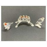 Swarovski Parrots, Four on a Limb, One Seated