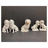Five Mantel Dog Figurines with Baskets
