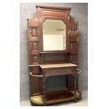 Large Two Piece Antique Mahogany Hall Tree