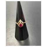 14 KT Ruby and Diamond Ring
