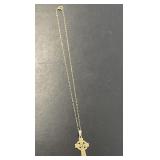 9 KT Celtic Emerald Cross, 10 KT Chain