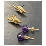 Two Pair 14 KT Earrings