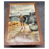Vintage Tile Top Coffee Table with Wood Base