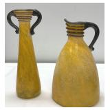 Fusion Z Art Glass Yellow Pitcher and Vase