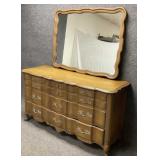 French Provincial Six Drawer Dresser with Mirror