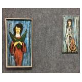 Two Abstract Art Oil on Boards by J Brady