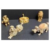 Gold Tone Poodles, Pill Box and Pin Cushion
