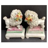 Pair Of Staffordshire Poodles With Birds