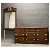 Vintage Cherry Nine Drawer Chest with Mirror