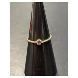 10 KT Ruby and Diamond Chip Ring
