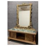 Custom Marble Top Console with Gold Mirror