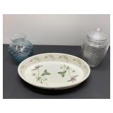 Portmeirion Casserole Dish, Glass Vase and Jar