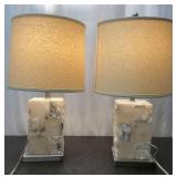 Pair of Natural Quartz and Lucite Table Lamps