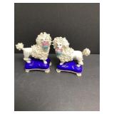 Pair of Staffordshire Poodles on Pillows