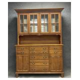 Keller Furniture Two Piece Oak Cabinet with Hutch