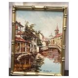 Framed Canal Landscape by La Valle