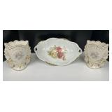 Vintage Porcelain Vases and Serving Dish