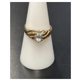 10 KT Aquamarine and Diamond Ring