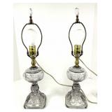 Pair of Vintage Pressed Glass Electric Lamps
