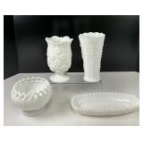 Four Piece Collection of Vintage Milk Glass