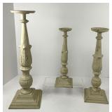 Three Graduated Cast Iron Candle Sticks