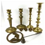 Nine Brass and Silver Plate Items