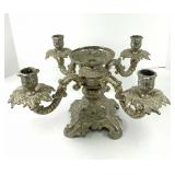 Vintage Rococo Style Silver Plated Candelabra
