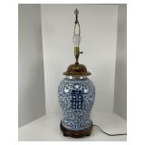 Large Blue and White Temple Jar Table Lamp