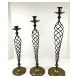 Brass and Metal Spiral Candle Holders